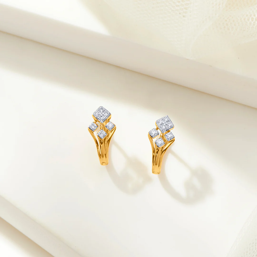 Nebula Gold & Diamond Hoops & Huggies Earring For Women
