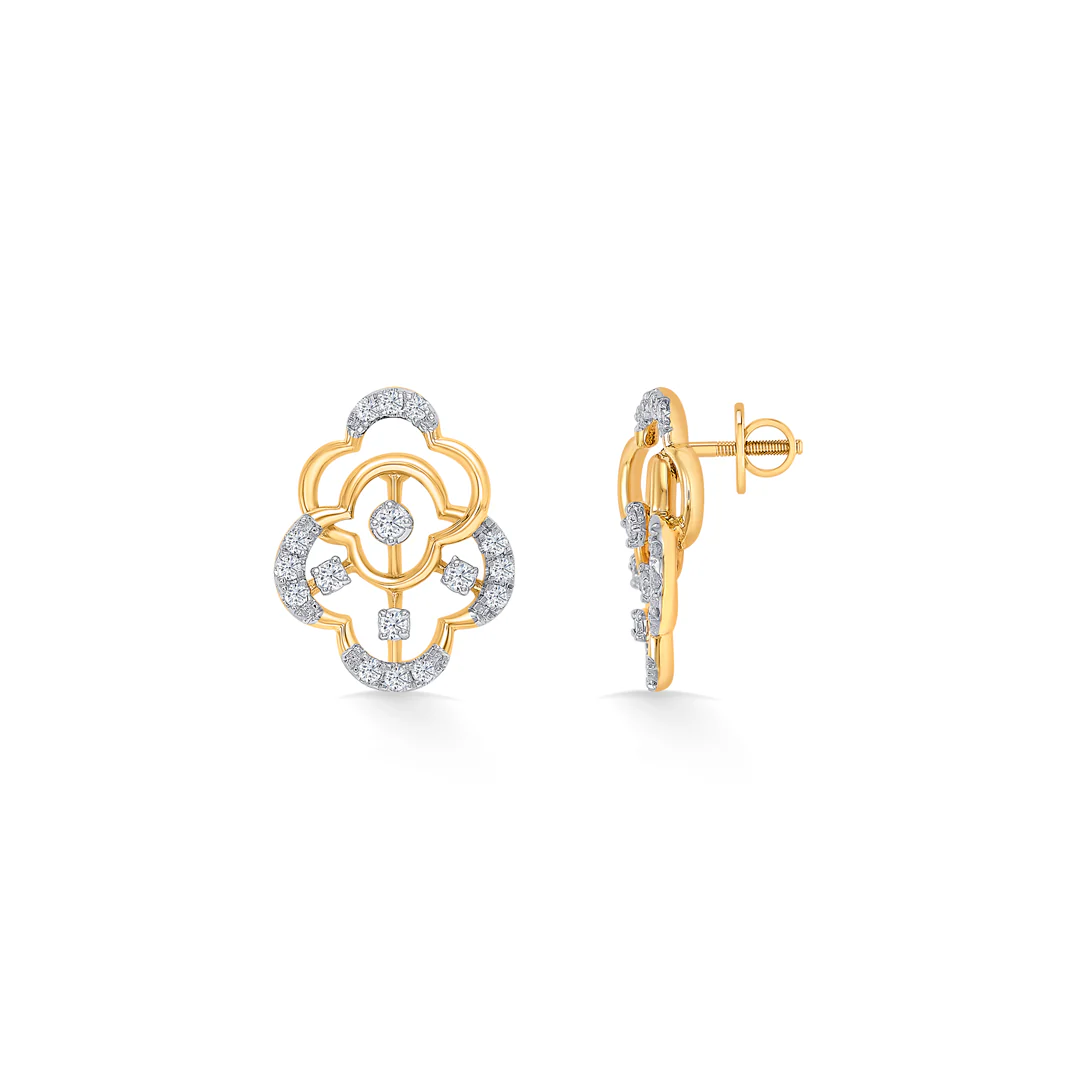 Nebula Gold & Diamond Stud Earring For Women - Image 3