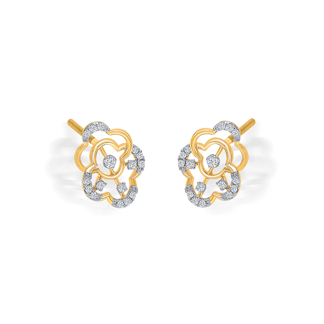 Nebula Gold & Diamond Stud Earring For Women - Image 4