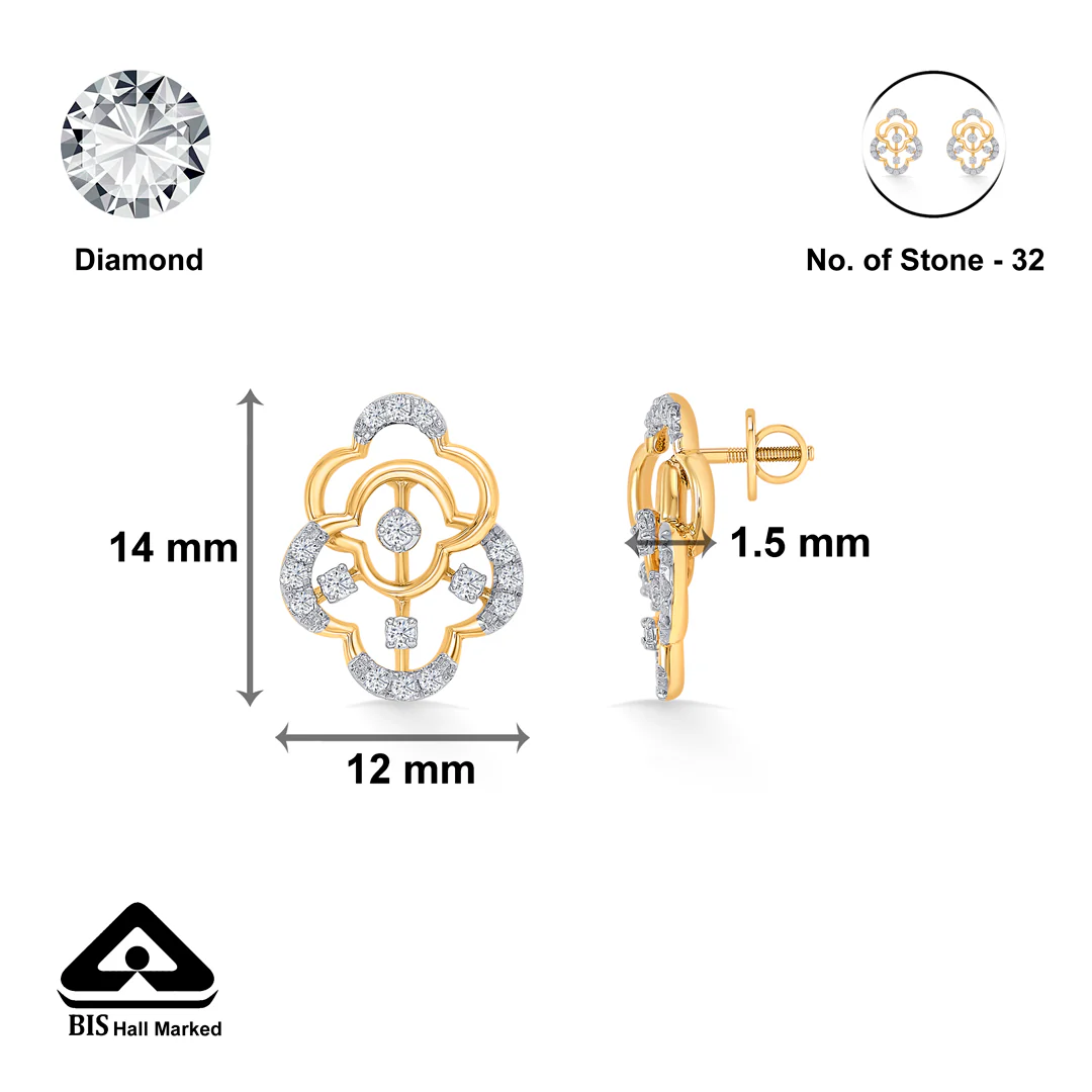 Nebula Gold & Diamond Stud Earring For Women - Image 5