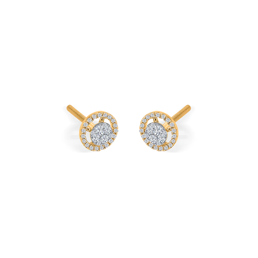Noble Shine Gold & Diamond Stud Earring For Women - Image 3