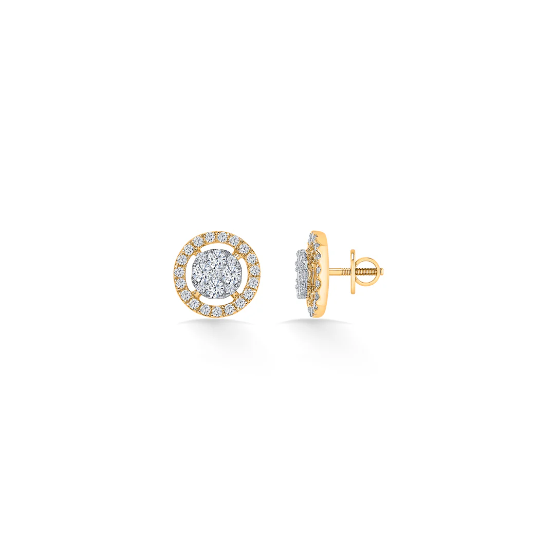 Noble Shine Gold & Diamond Stud Earring For Women - Image 4