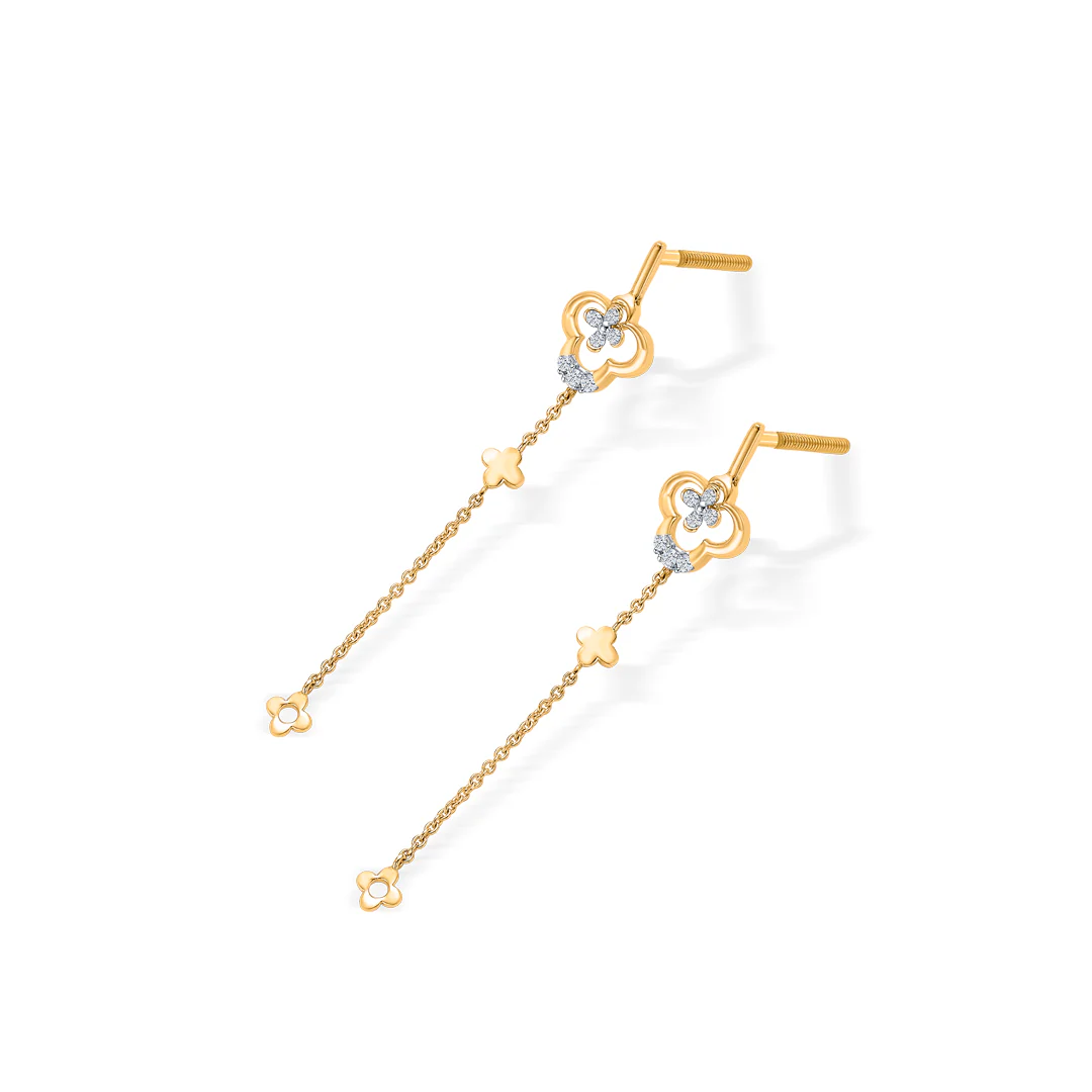 NoorLine Gold & Diamond Drops & Dangler Earring - Image 2