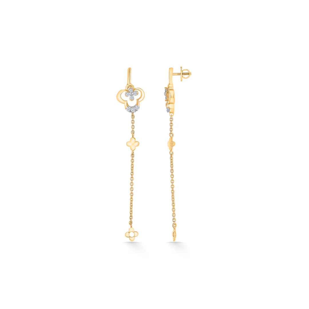 NoorLine Gold & Diamond Drops & Dangler Earring - Image 3
