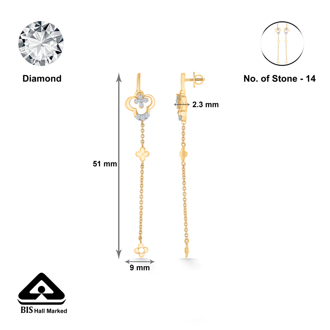 NoorLine Gold & Diamond Drops & Dangler Earring - Image 4