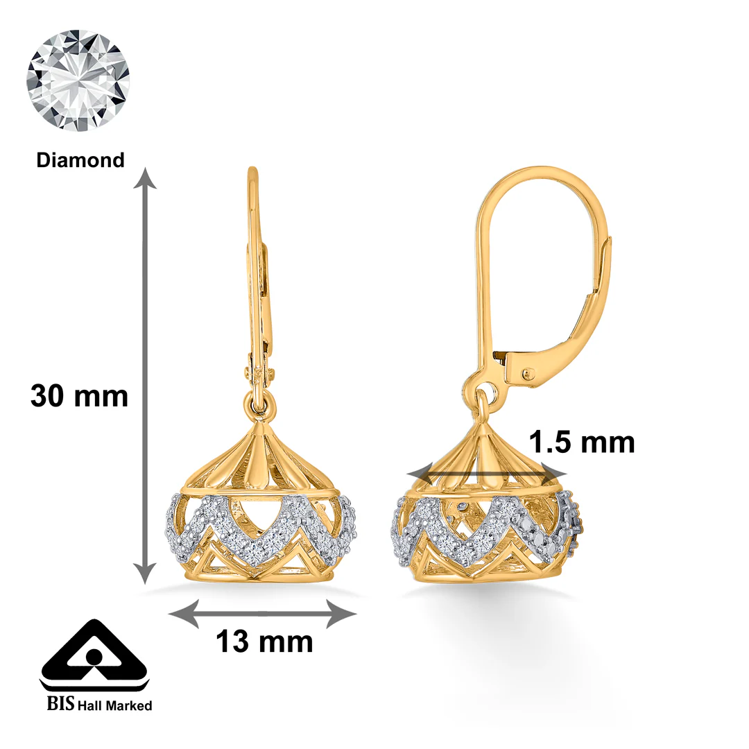 Nova Gold & Diamond Jhumka Earring For Women - Image 5