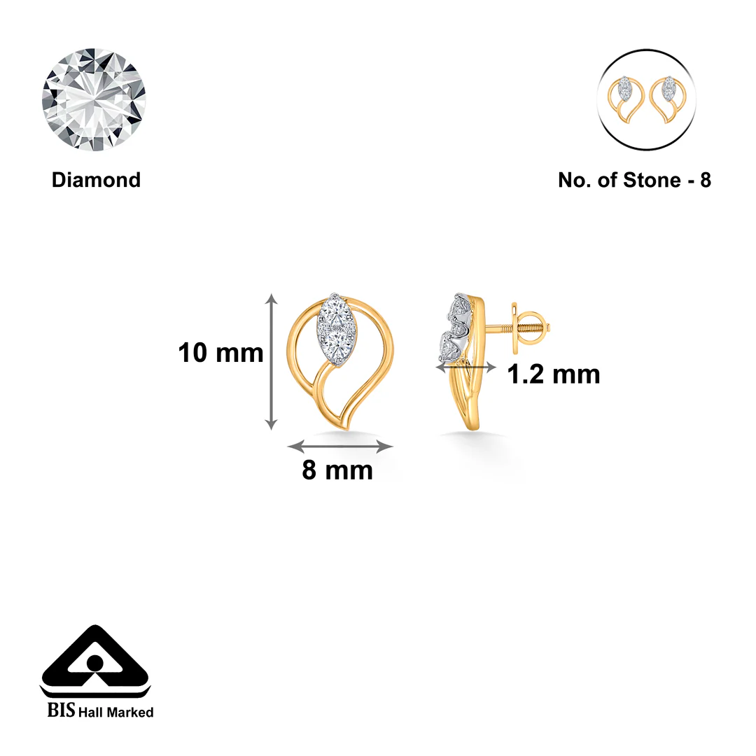 Nova Gold & Diamond Stud Earring For Women - Image 5