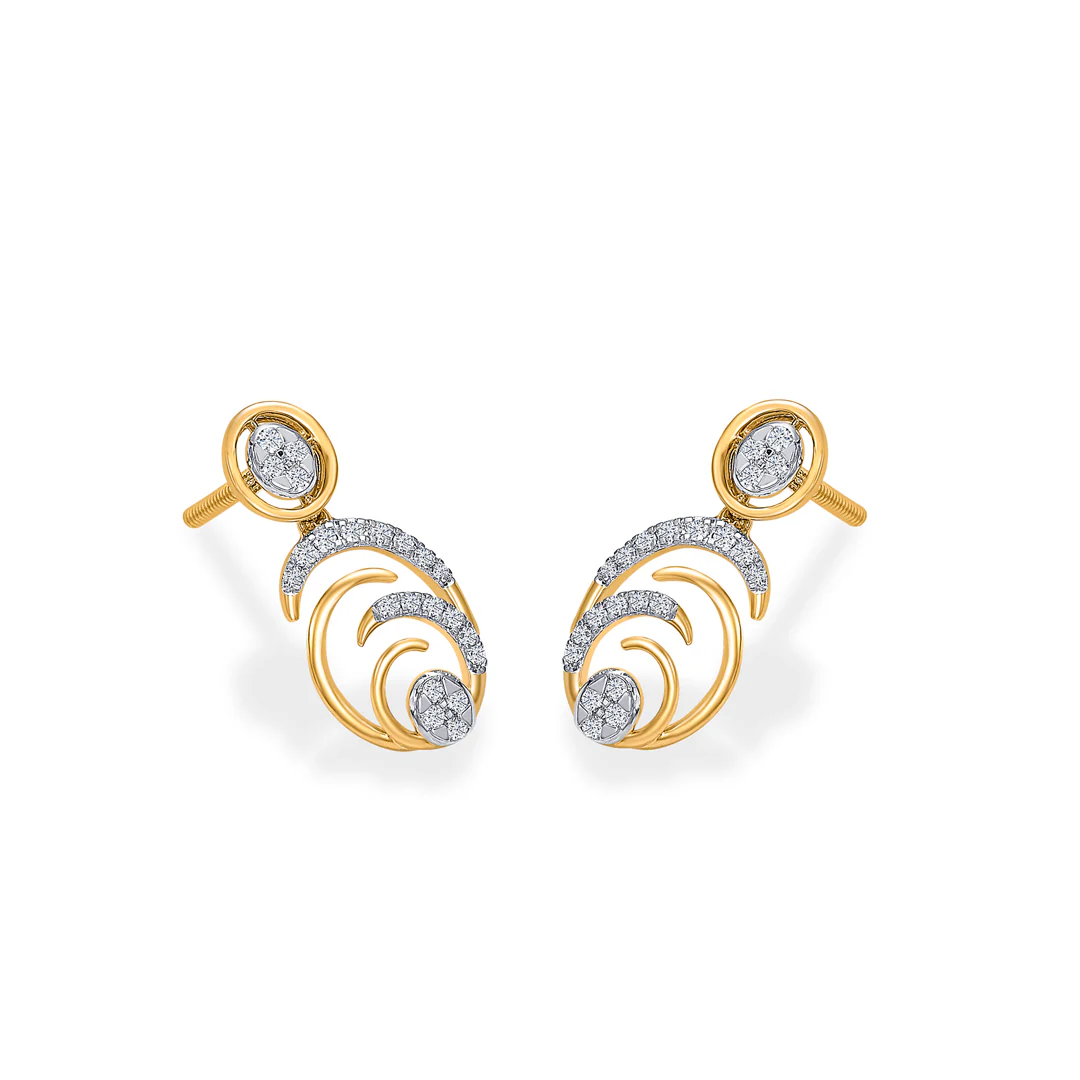 Oblong Gold & Diamond Drops & Dangler Earring For Women - Image 4