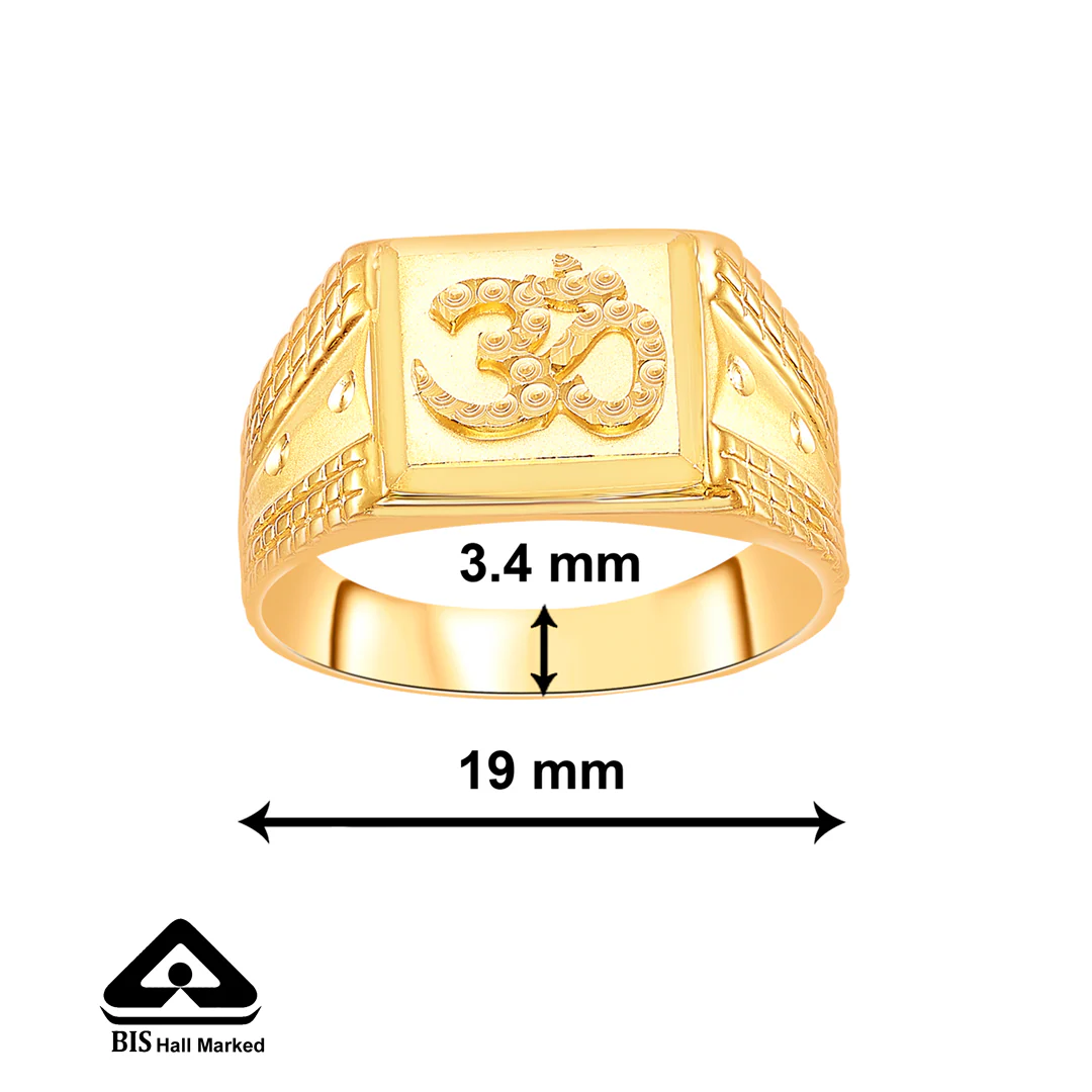 Om Serenity Yellow Gold Men's Ring - Image 2