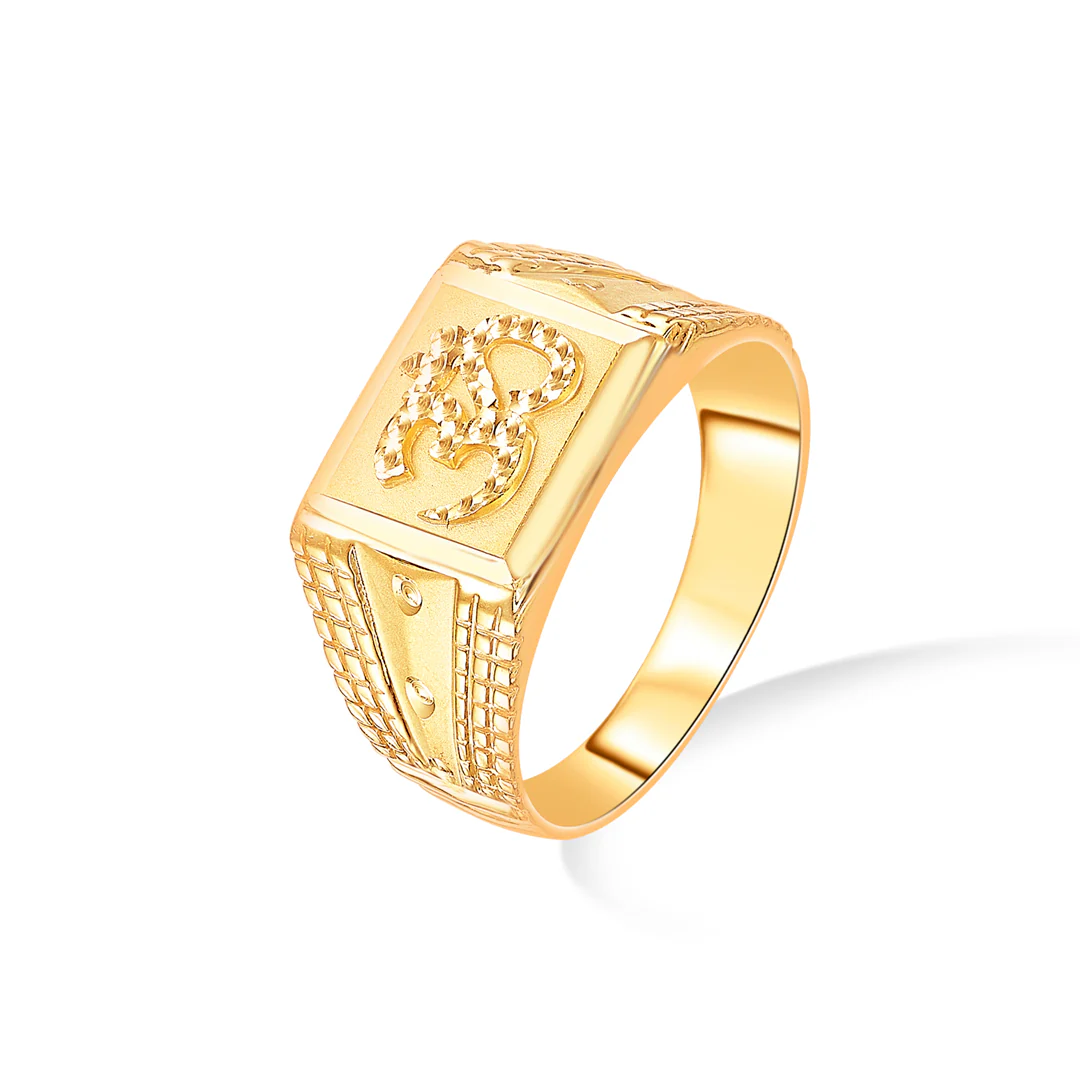 Om Serenity Yellow Gold Men's Ring - Image 3