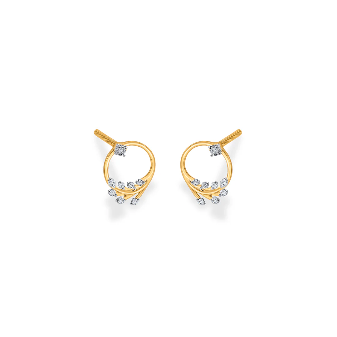 Opal Gold & Diamond Stud Earring For Women - Image 3