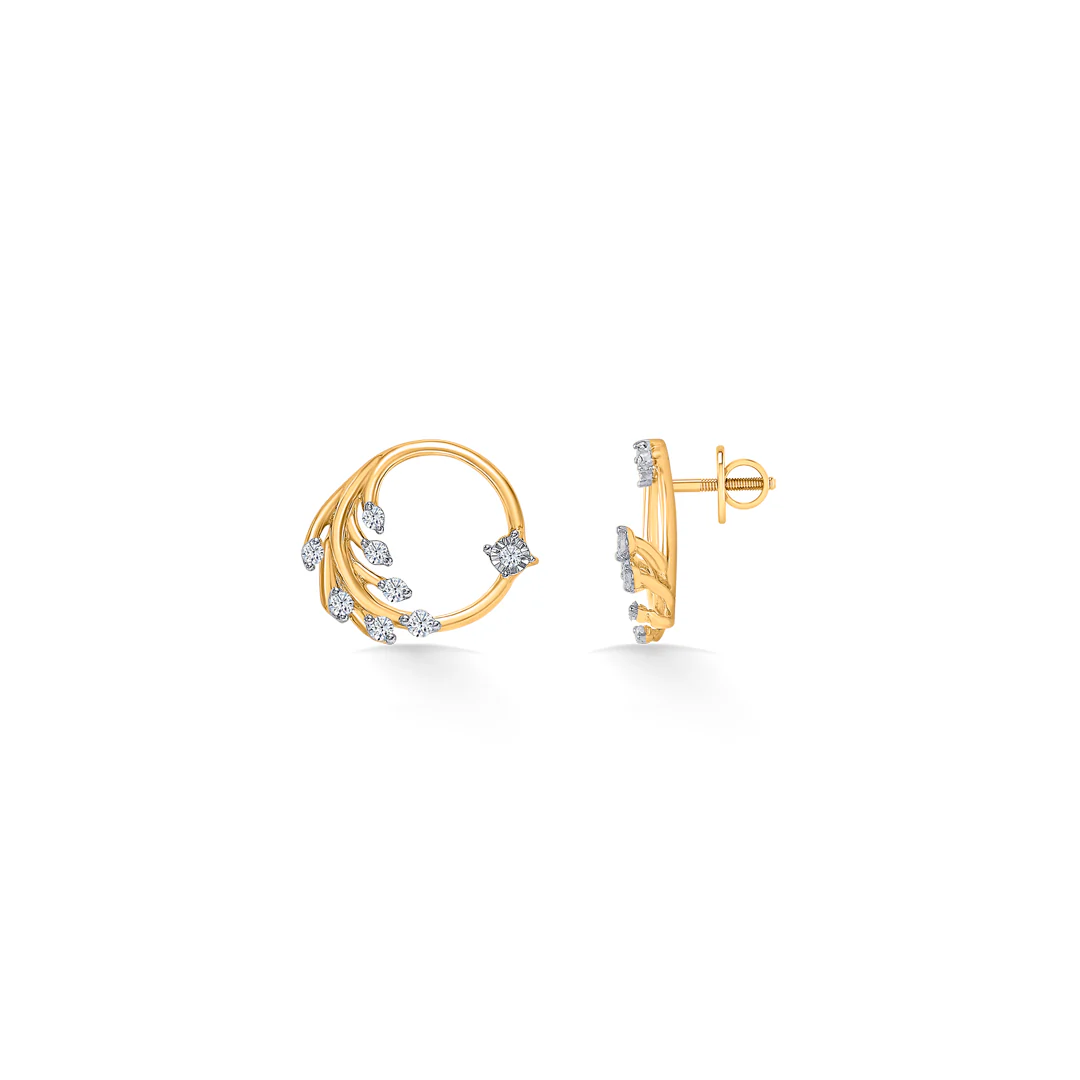 Opal Gold & Diamond Stud Earring For Women - Image 4