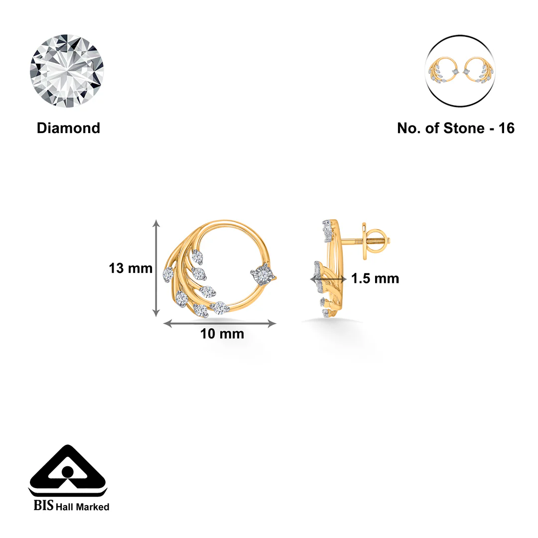 Opal Gold & Diamond Stud Earring For Women - Image 5