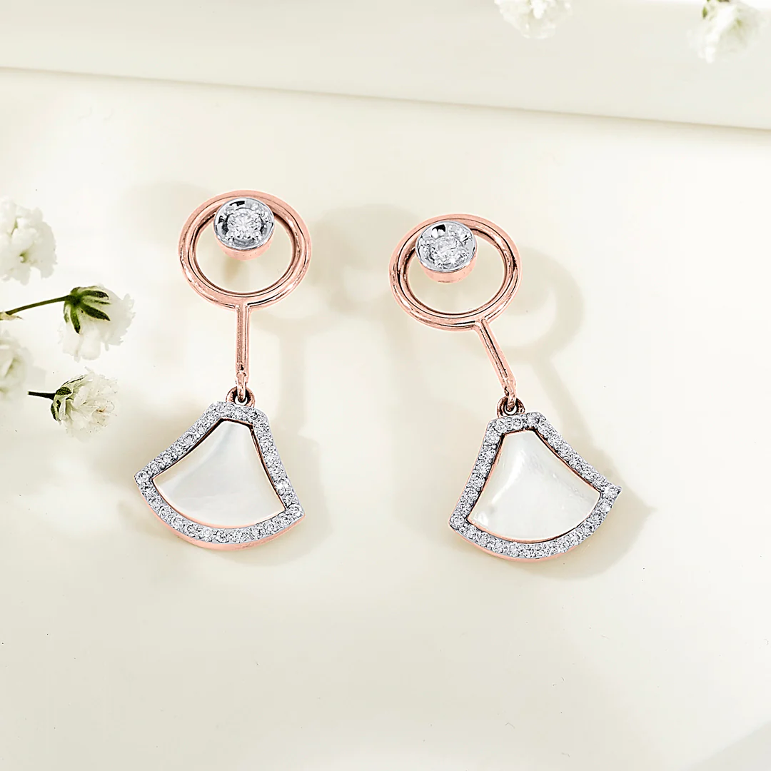 Opal Grace Rose Gold Dangler Diamond Earring For Women