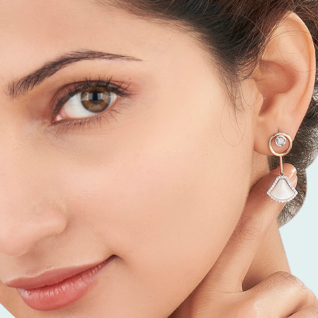 Opal Grace Rose Gold Dangler Diamond Earring For Women - Image 2