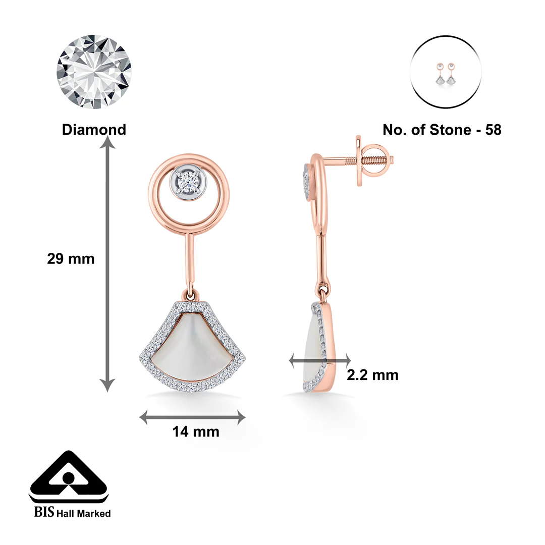 Opal Grace Rose Gold Dangler Diamond Earring For Women - Image 5