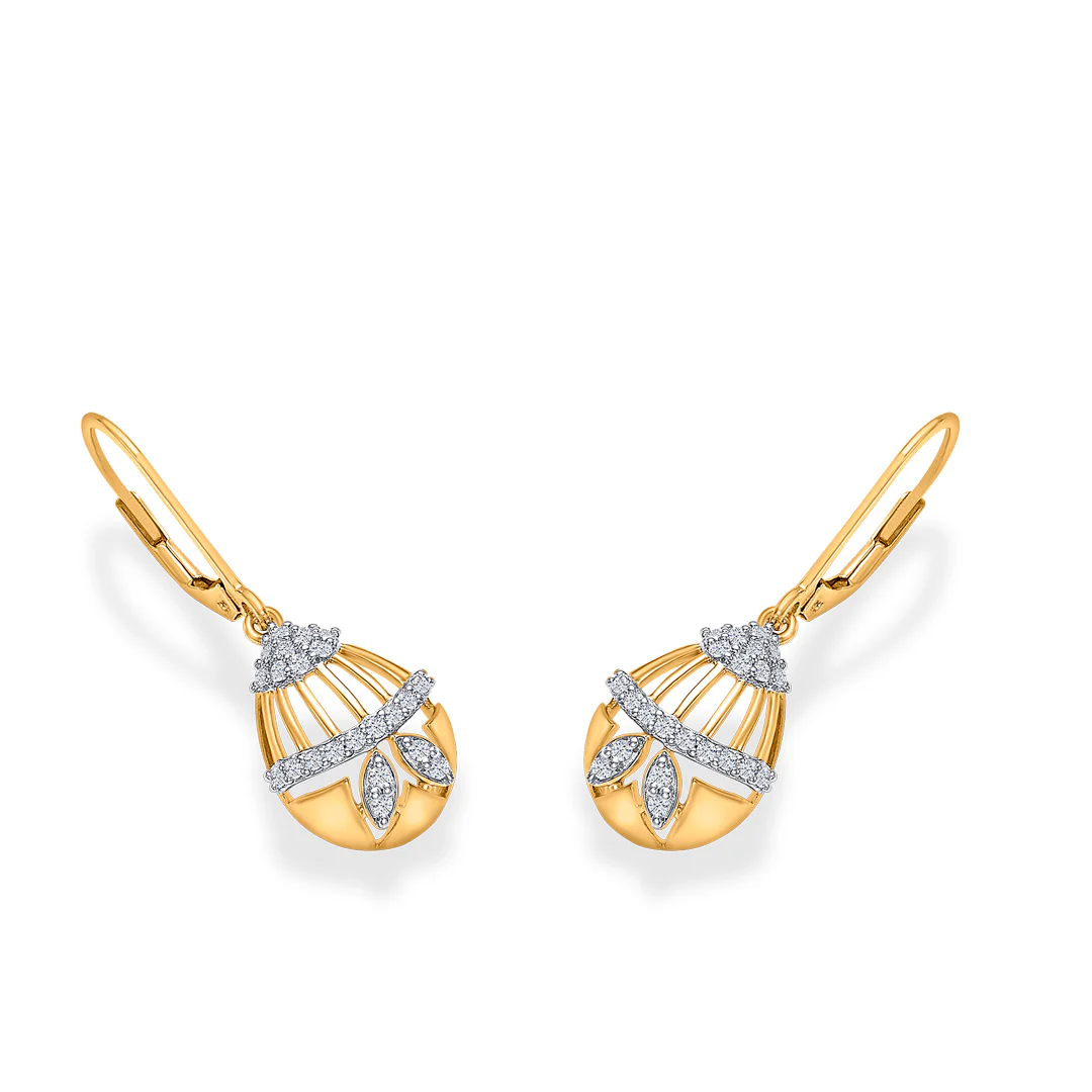 Opulent Gold & Diamond Drops & Dangler Earring For Women - Image 3