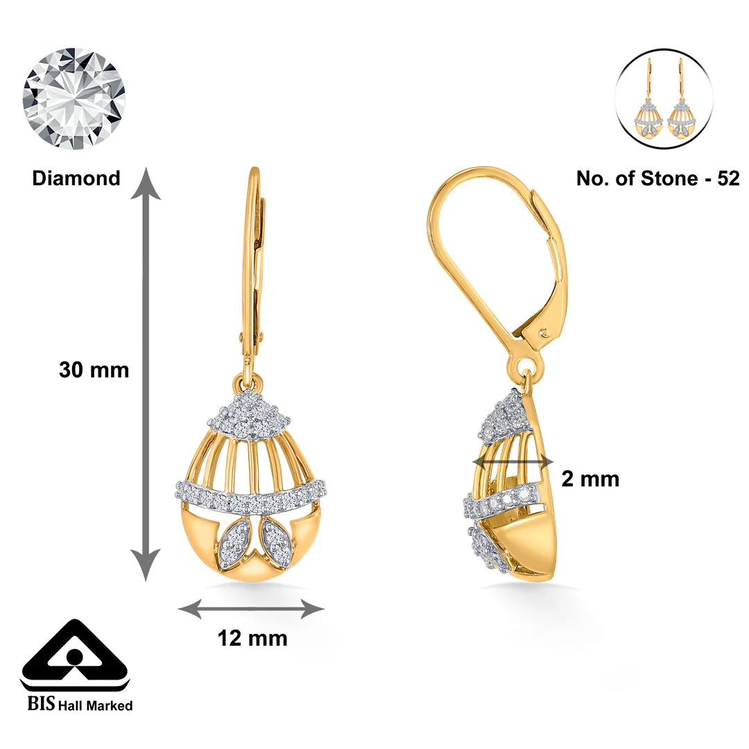 Opulent Gold & Diamond Drops & Dangler Earring For Women - Image 5