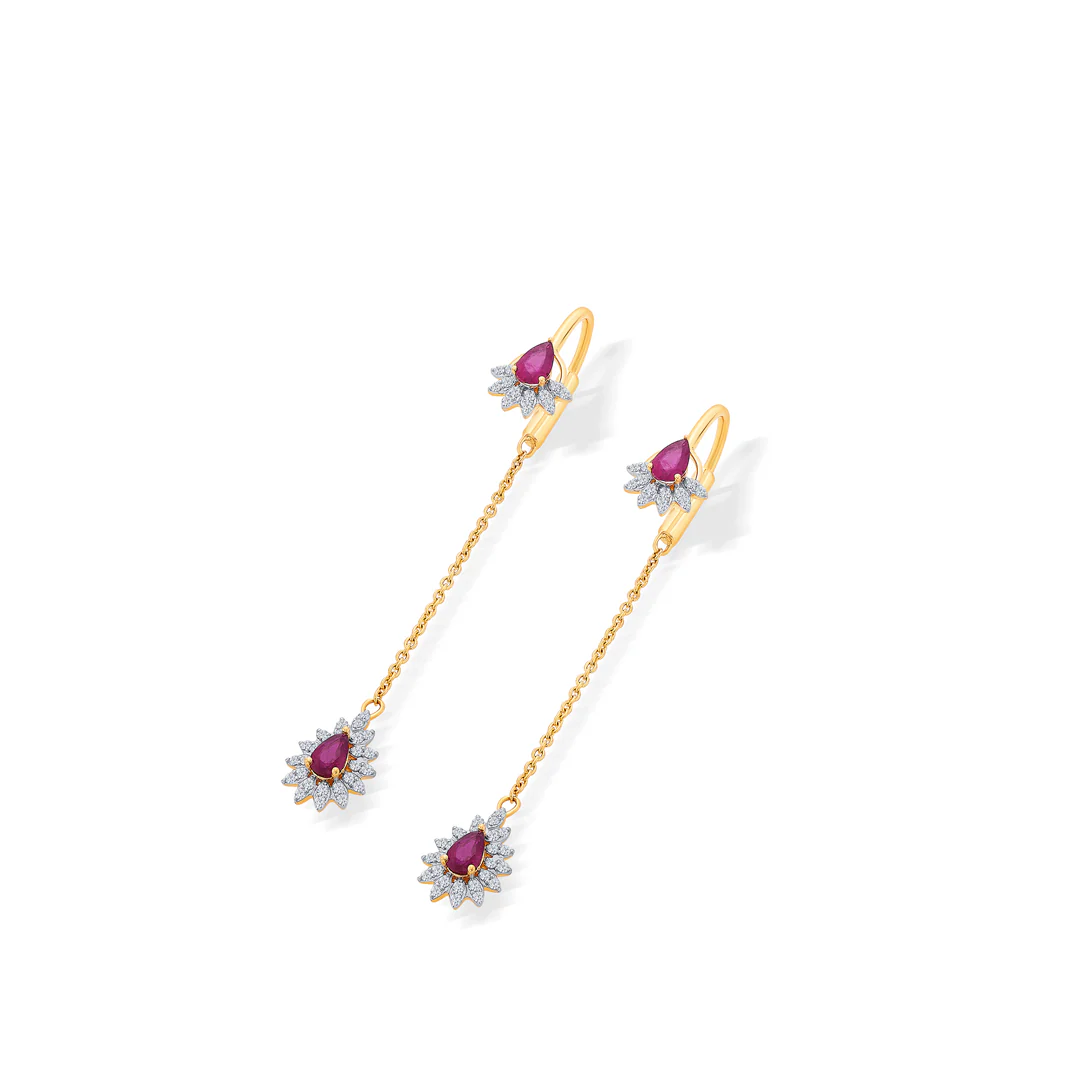 Opulent Yellow Gold & Diamond Drops & Dangler Earring - Image 4