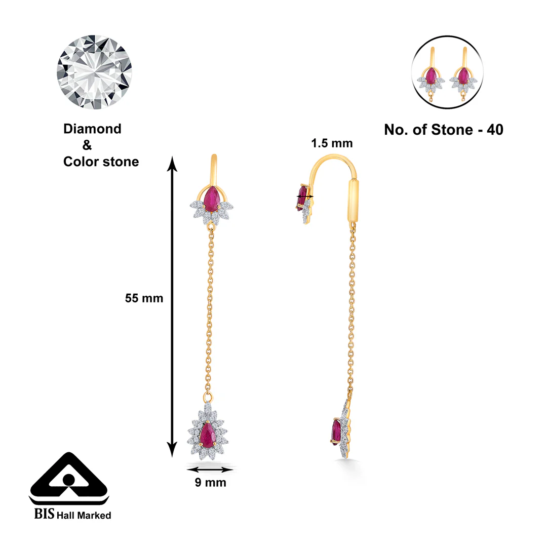 Opulent Yellow Gold & Diamond Drops & Dangler Earring - Image 5