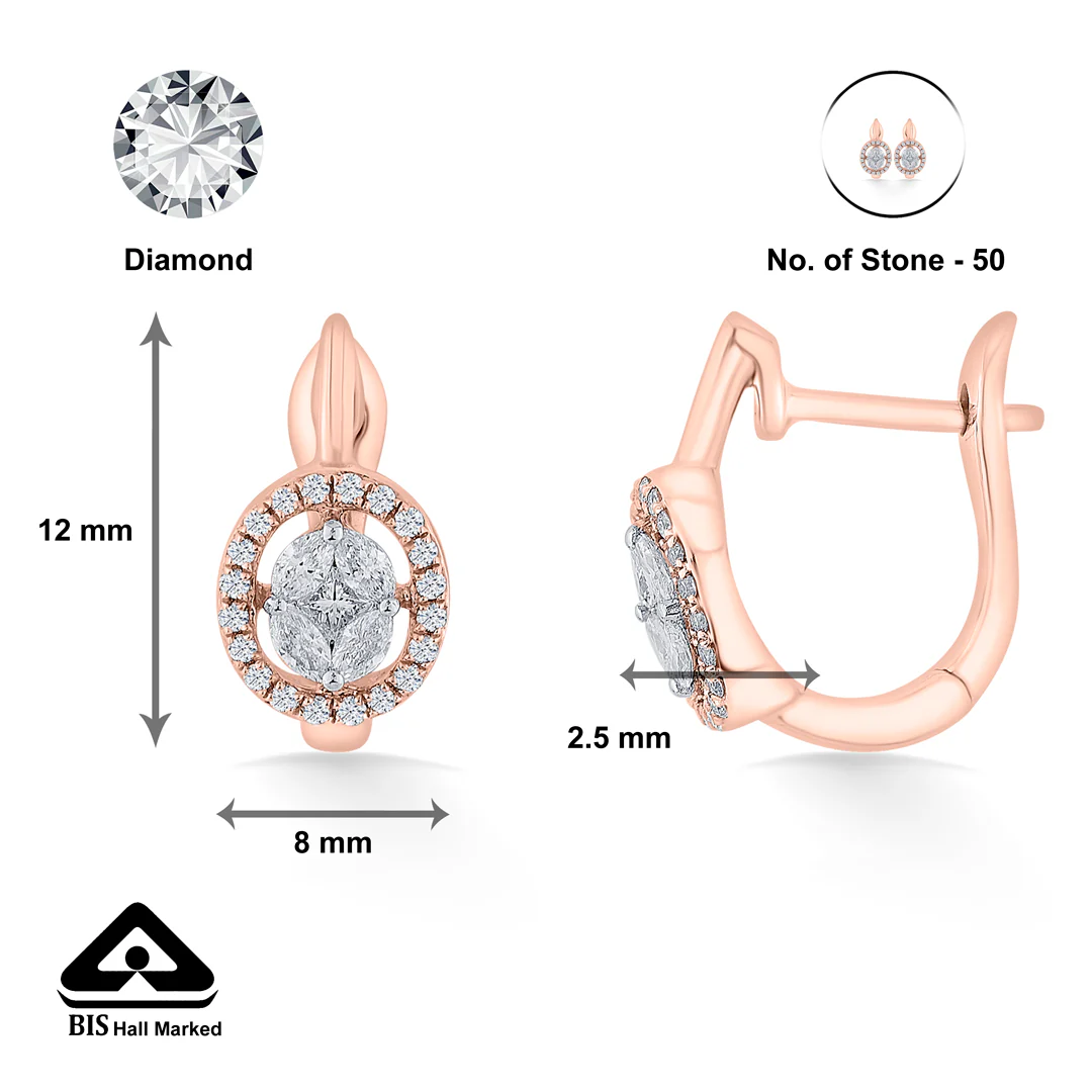 Orbelle Charm Rose Gold Hoops & Huggies Earring for Women - Image 5