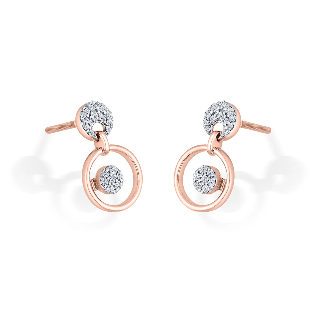 Orbital Spark Rose Gold Dangler Diamond Earring For Women - Image 3