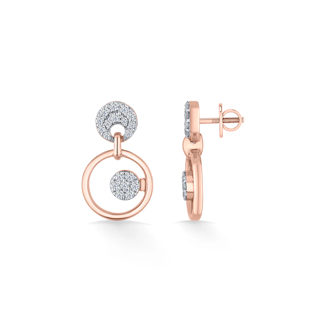 Orbital Spark Rose Gold Dangler Diamond Earring For Women - Image 4