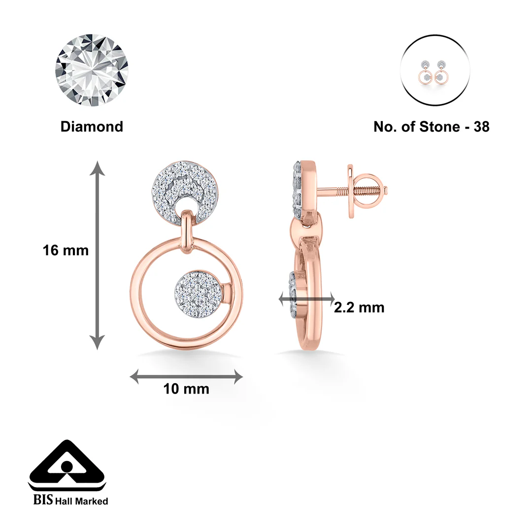 Orbital Spark Rose Gold Dangler Diamond Earring For Women - Image 5