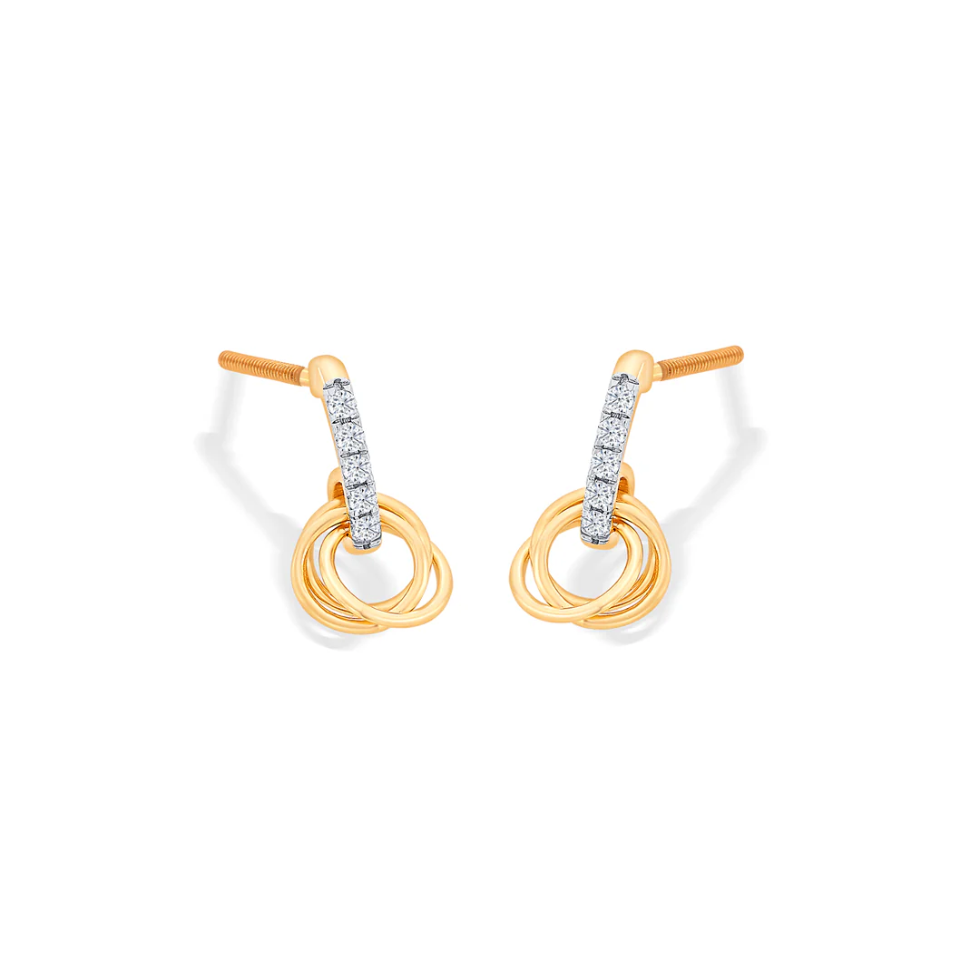 Orbito Yellow Gold & Diamond Drops & Dangler Earring - Image 3