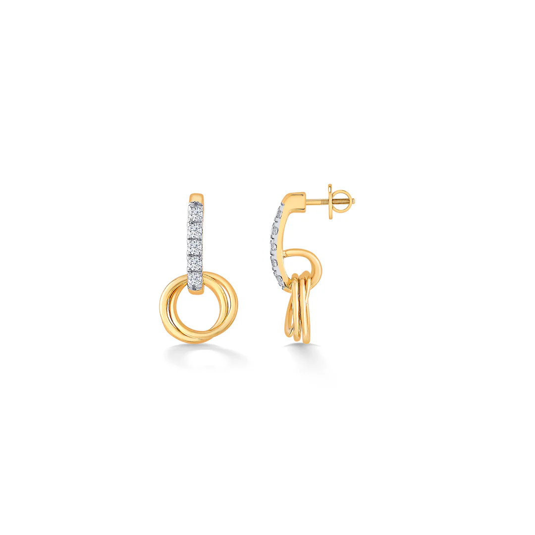 Orbito Yellow Gold & Diamond Drops & Dangler Earring - Image 4