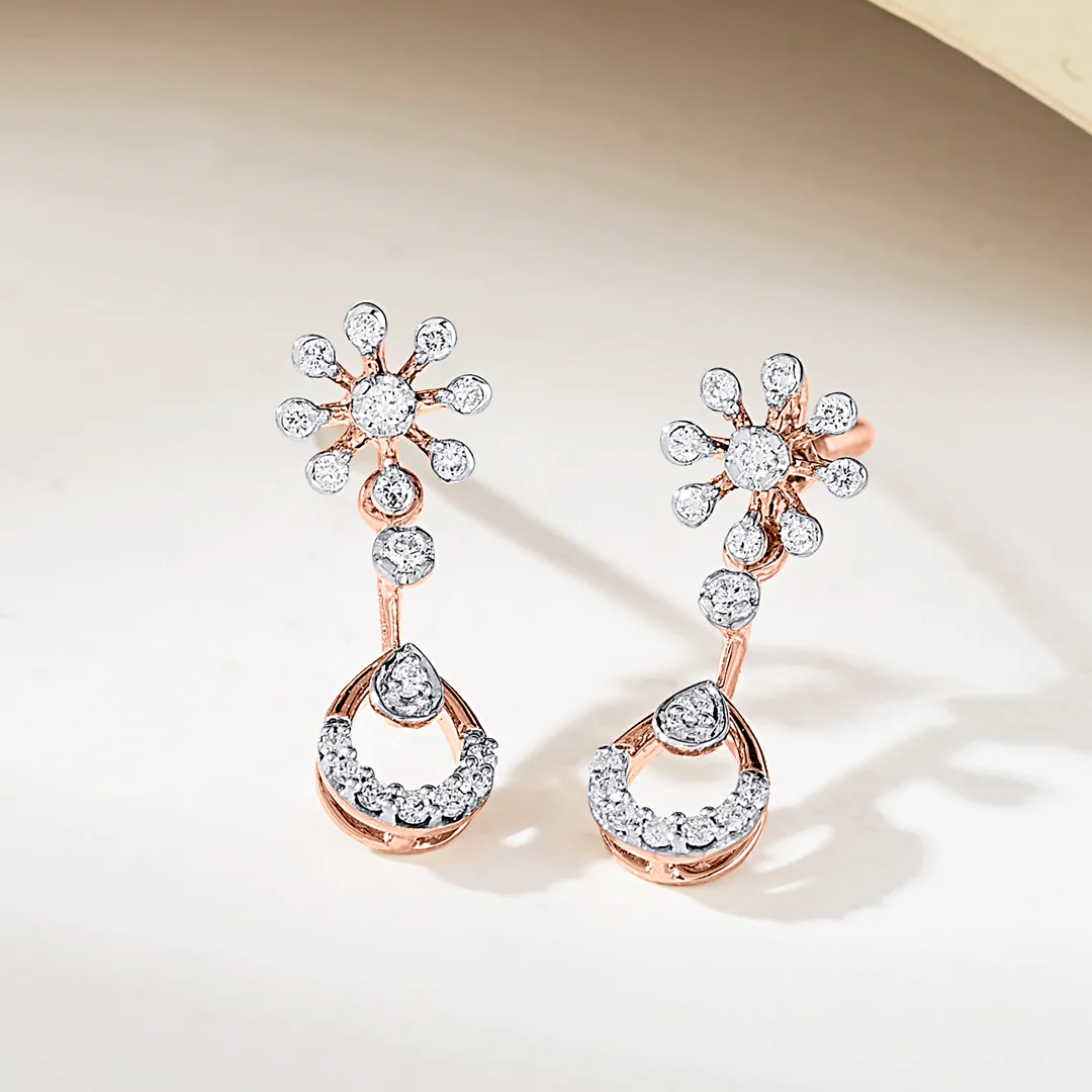 Orchid Drip Rose Gold Dangler Earring for Women