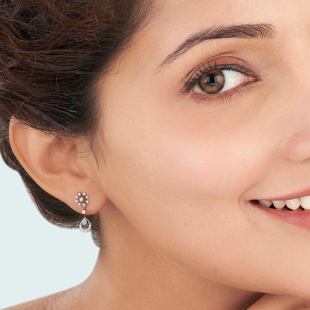 Orchid Drip Rose Gold Dangler Earring for Women - Image 2