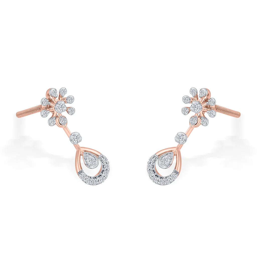 Orchid Drip Rose Gold Dangler Earring for Women - Image 3