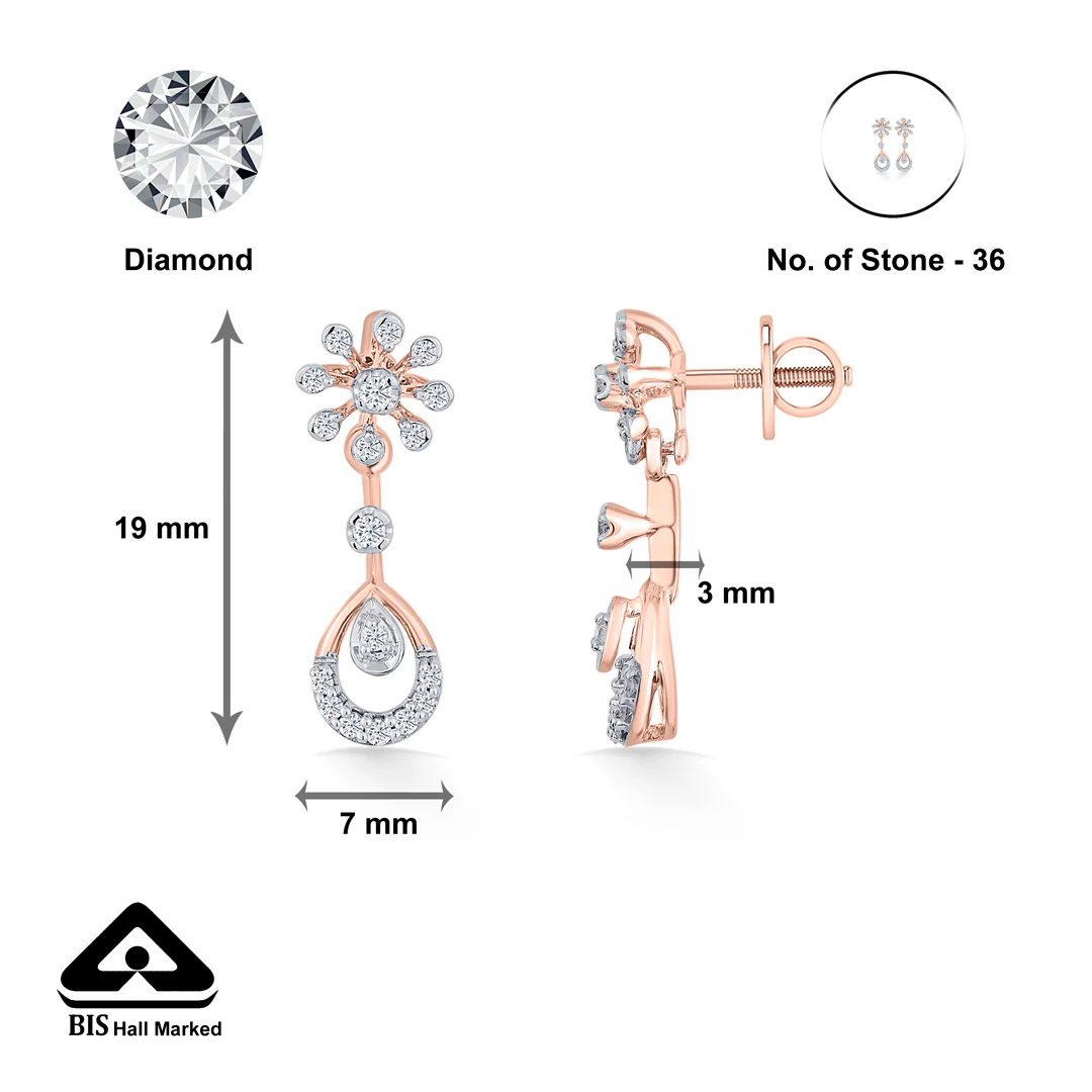 Orchid Drip Rose Gold Dangler Earring for Women - Image 5
