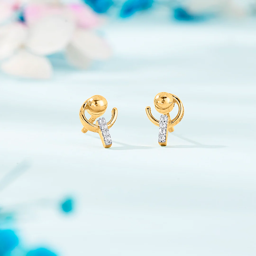 Orion Crest Gold Stud Earring For Women
