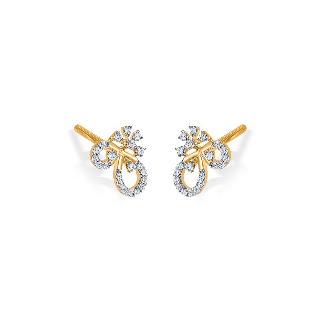 Orna Loop Gold & Diamond Stud Earring - Image 2