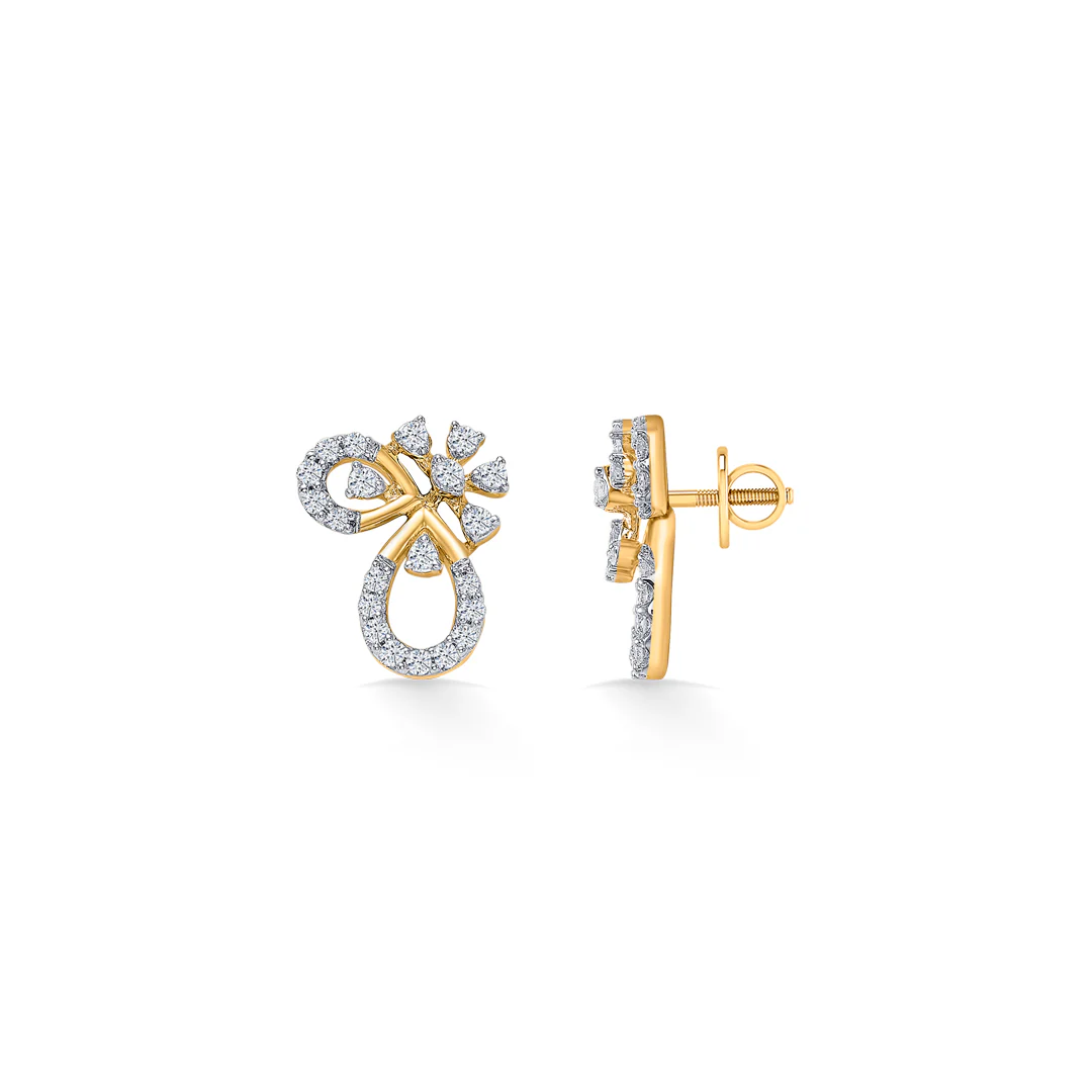 Orna Loop Gold & Diamond Stud Earring - Image 3