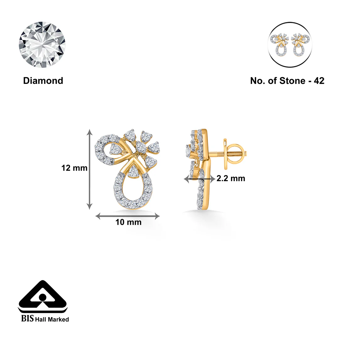 Orna Loop Gold & Diamond Stud Earring - Image 4