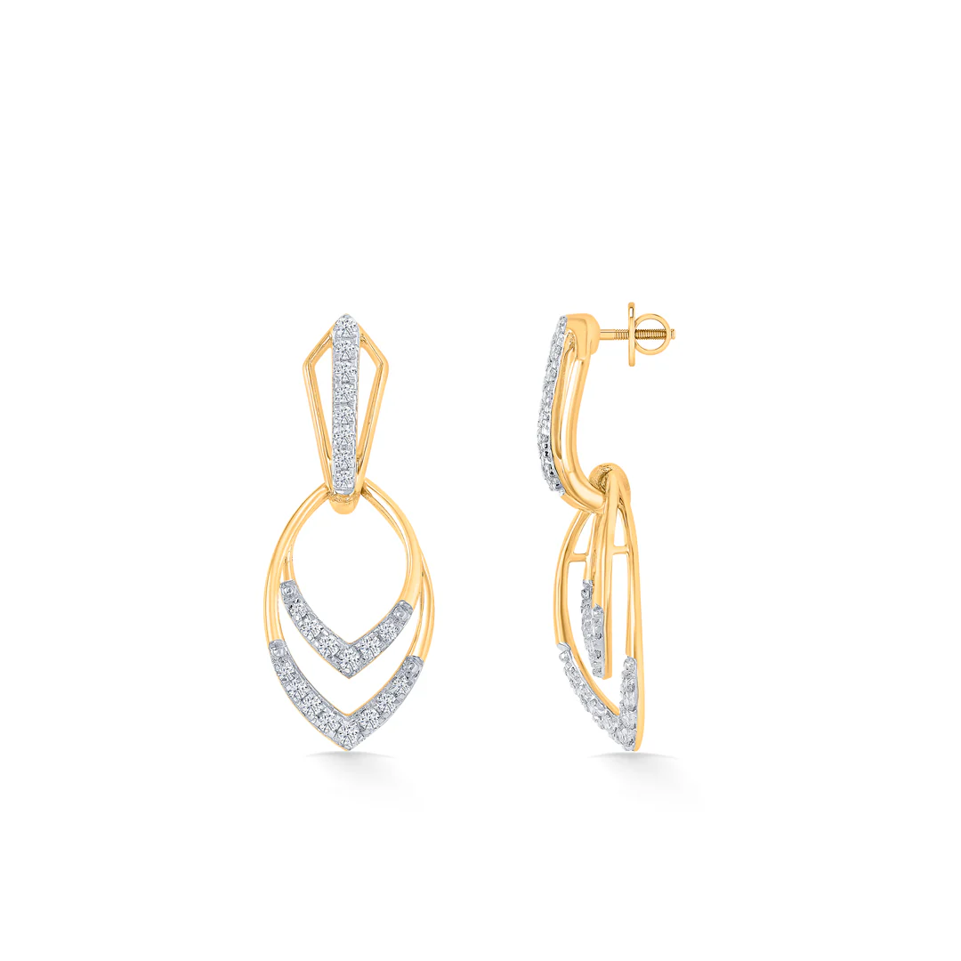 Ornate Drift Gold Dangler Earring For Women - Image 3