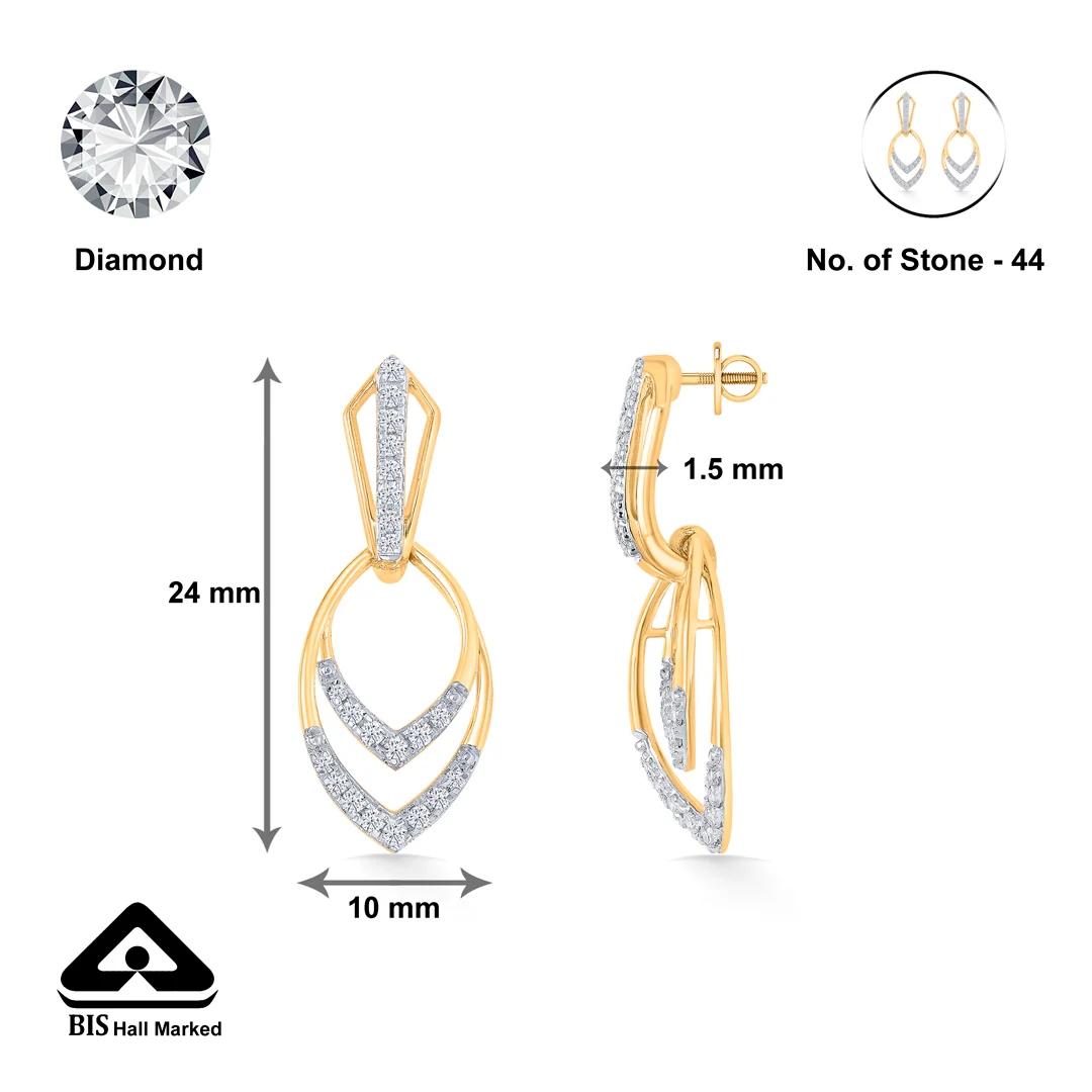 Ornate Drift Gold Dangler Earring For Women - Image 5