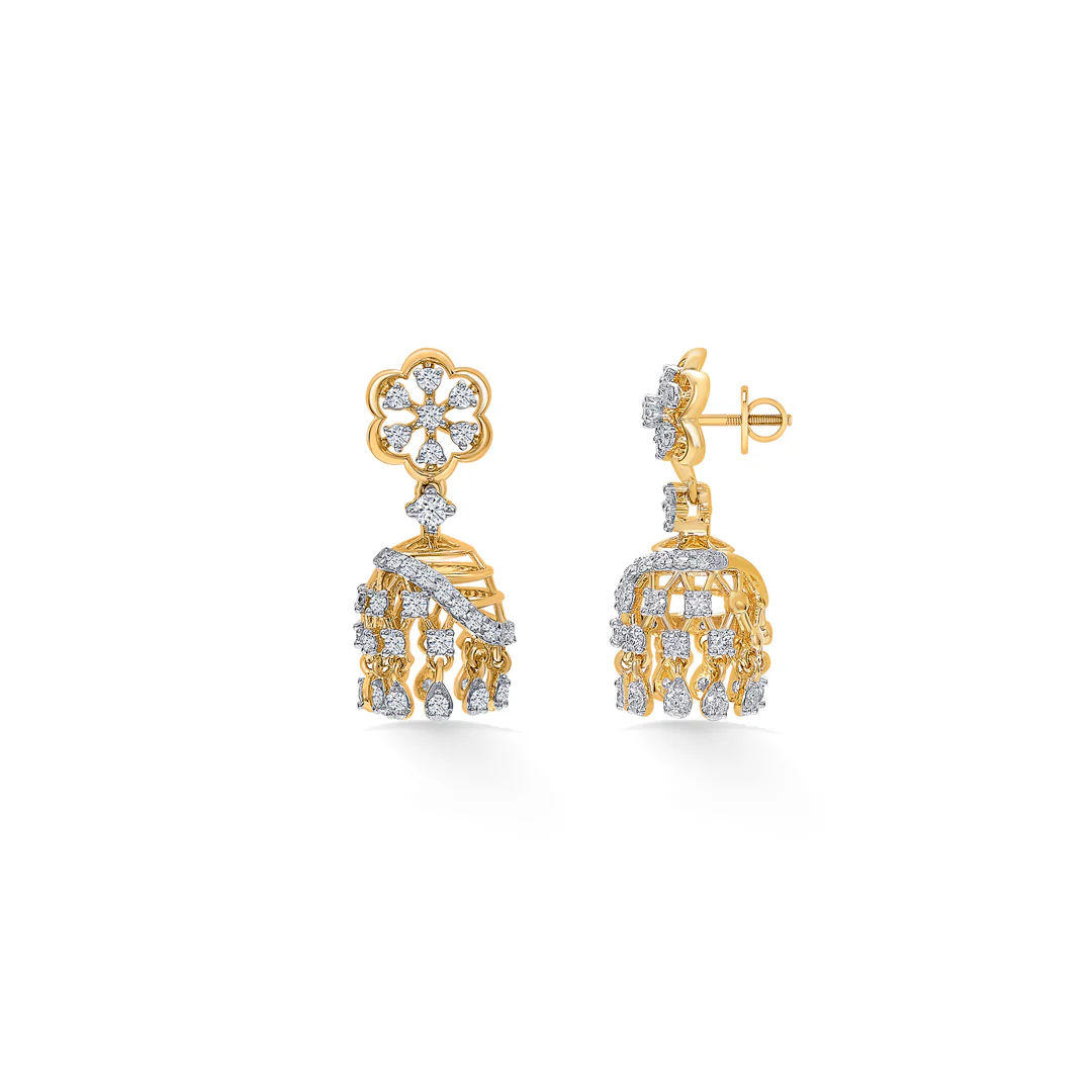 Ornate Whisper Gold Jhumka Earring For Women - Image 3
