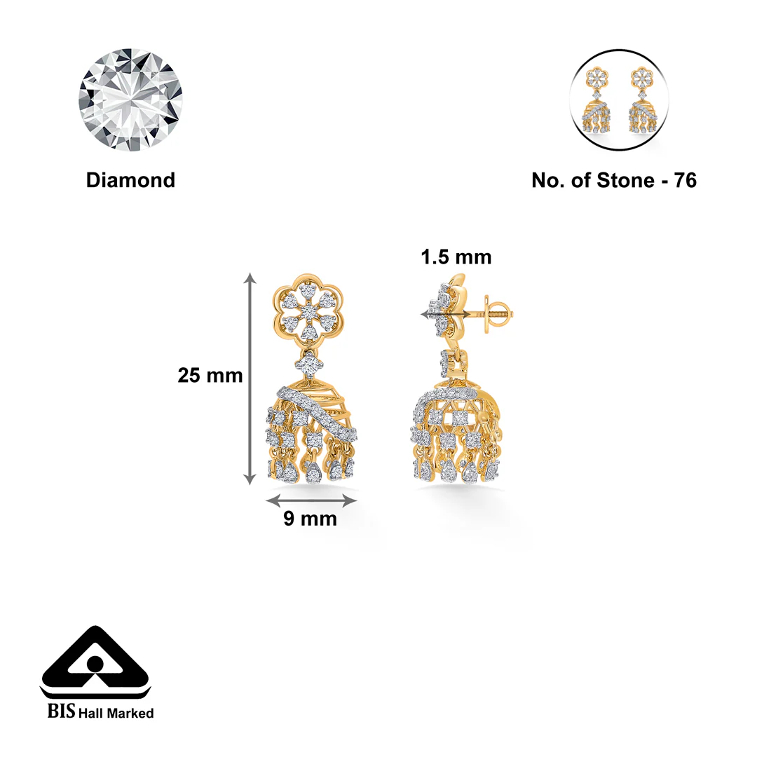 Ornate Whisper Gold Jhumka Earring For Women - Image 5