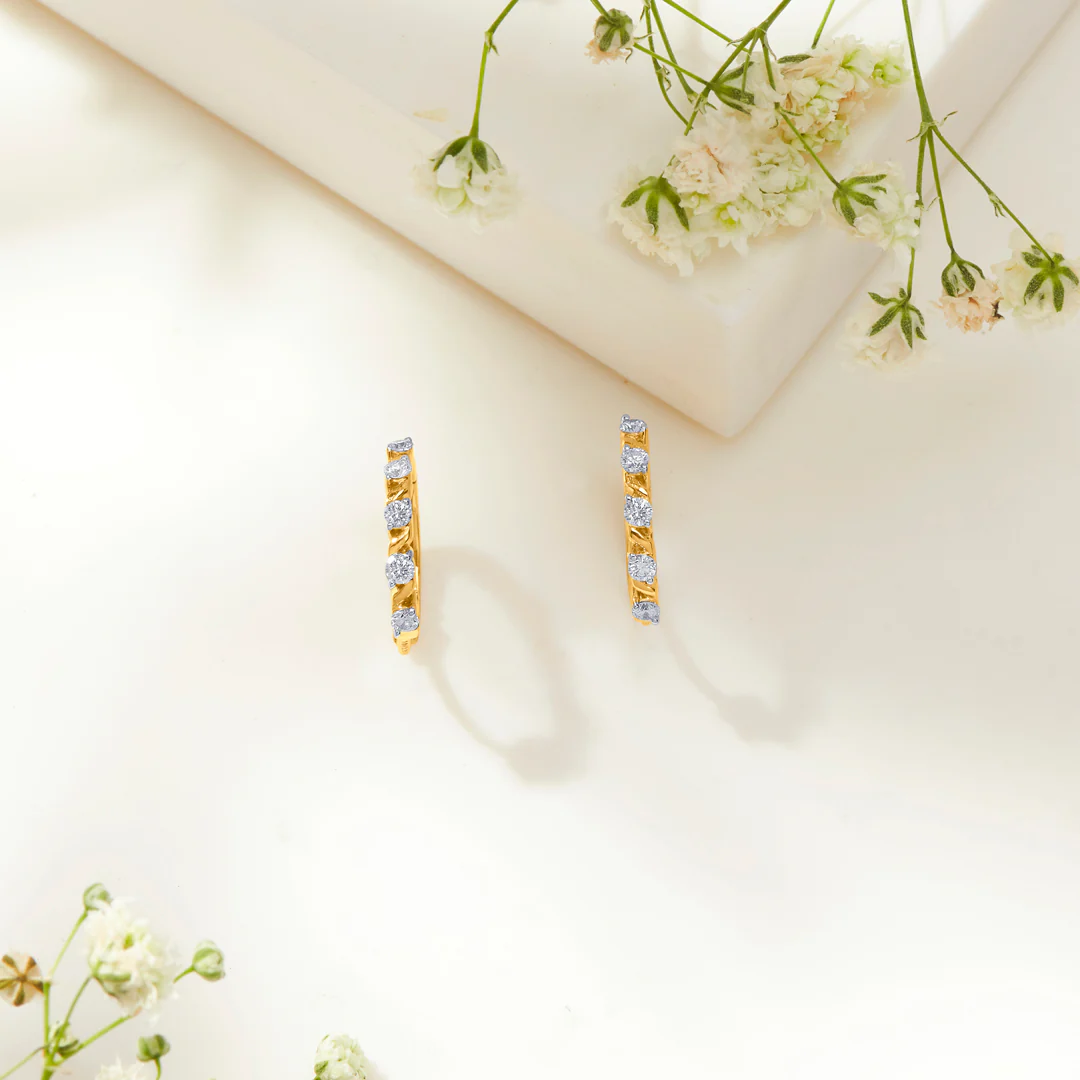 Ovalis Dazzle Gold & Diamond Hoops & Huggies Earring