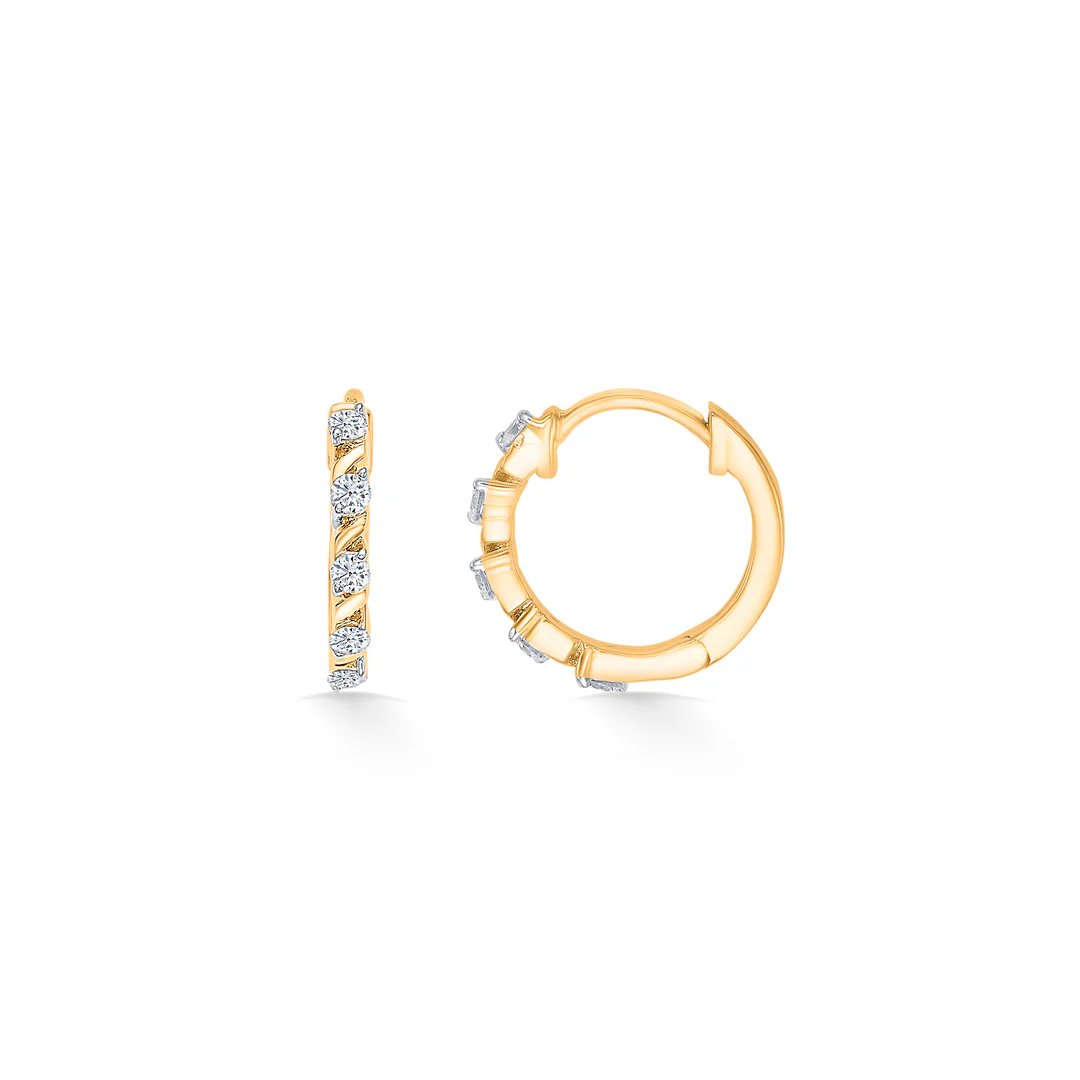 Ovalis Dazzle Gold & Diamond Hoops & Huggies Earring - Image 2
