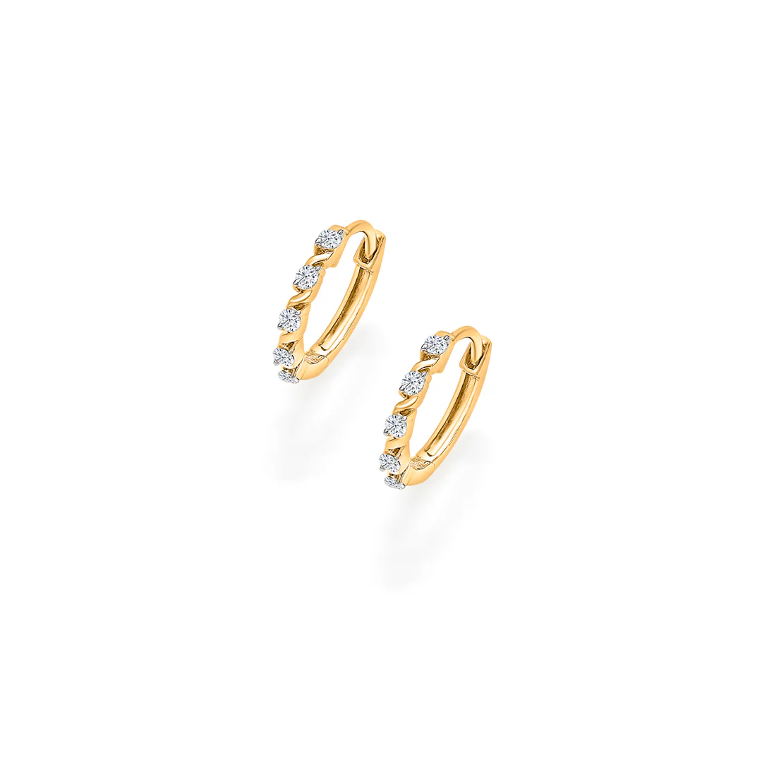 Ovalis Dazzle Gold & Diamond Hoops & Huggies Earring - Image 3