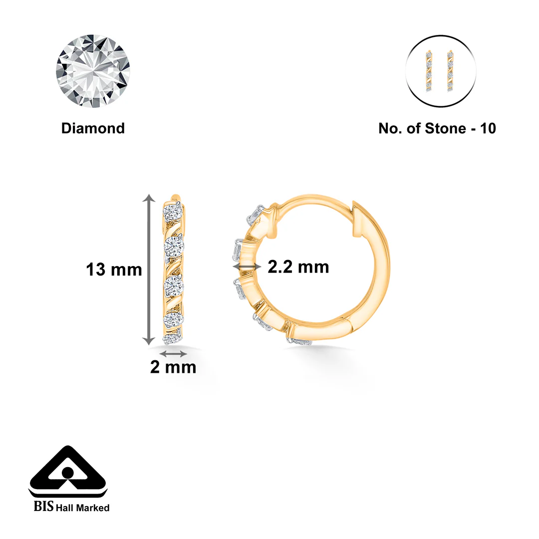 Ovalis Dazzle Gold & Diamond Hoops & Huggies Earring - Image 4