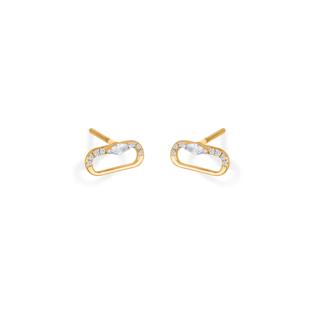 Ovalith Spark Gold Stud Diamond Earring - Image 2