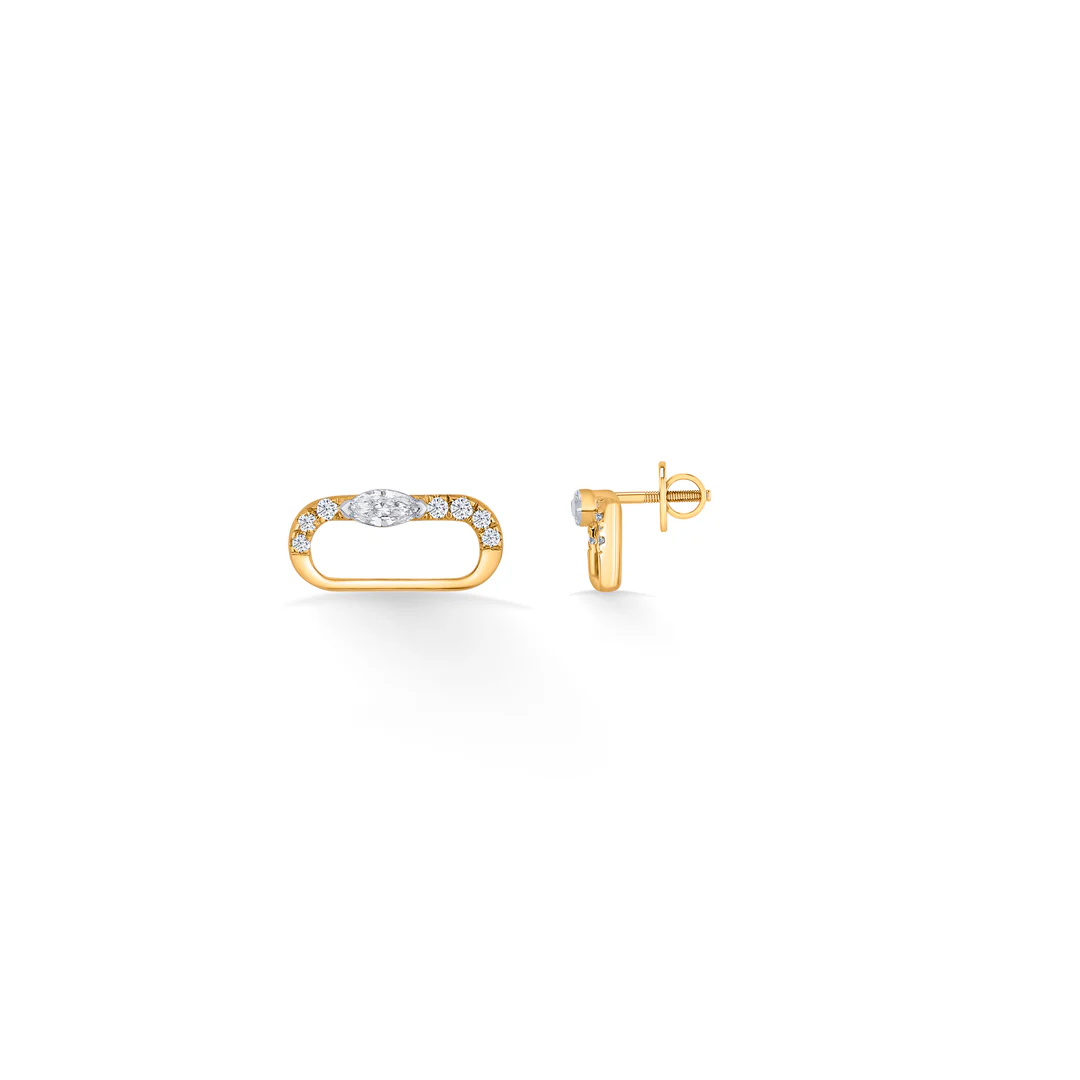 Ovalith Spark Gold Stud Diamond Earring - Image 3