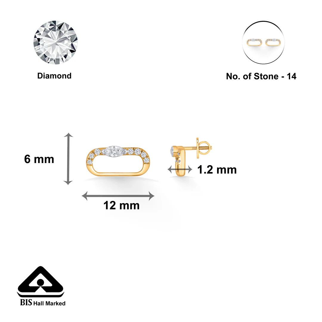 Ovalith Spark Gold Stud Diamond Earring - Image 4