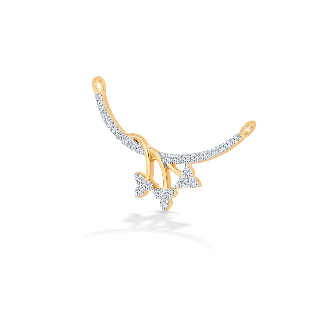 Overlapping Twig Yellow Gold & Diamond Tanmaniya Mangalsutra For Women - Image 3